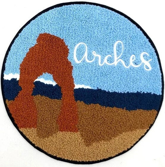 Large Landmark Chenille Souvenir Patch National Parks: Grand Canyon, Yellowstone, Arches, Acadia - 9 in