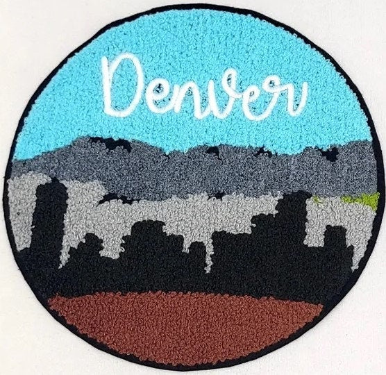 Large City Landmark Chenille Souvenir Patch: New York City and Denver - 9 inch