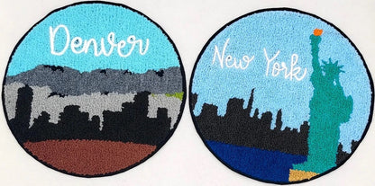 Large City Landmark Chenille Souvenir Patch: New York City and Denver - 9 inch