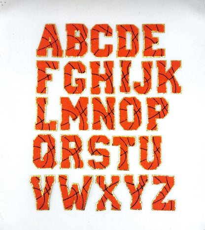 3 Inch Chenille Letters with Gold Glitter Border Basketball Soccer American Football Sport: Pick Your Letter