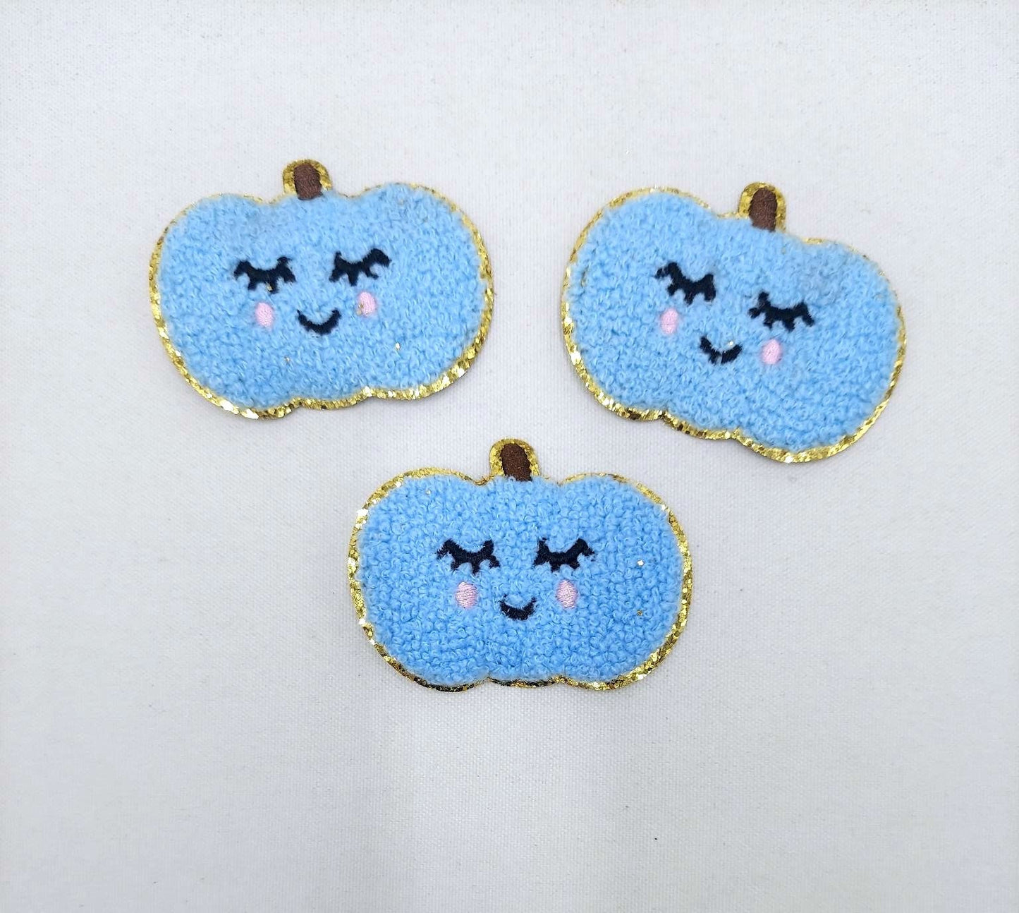 Three Chenille Cute Pumpkin Patches - Ships from USA
