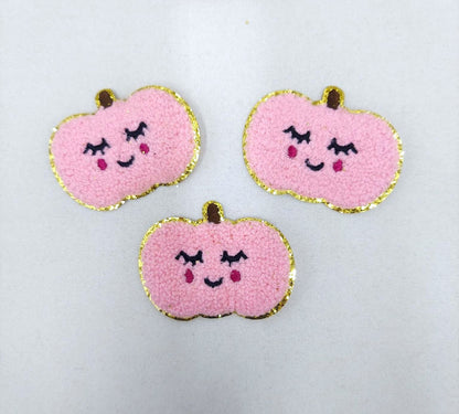 Three Chenille Cute Pumpkin Patches - Ships from USA