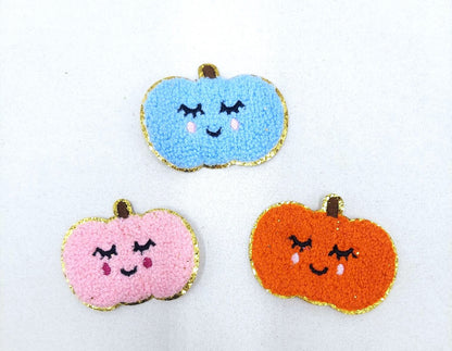 Three Chenille Cute Pumpkin Patches - Ships from USA