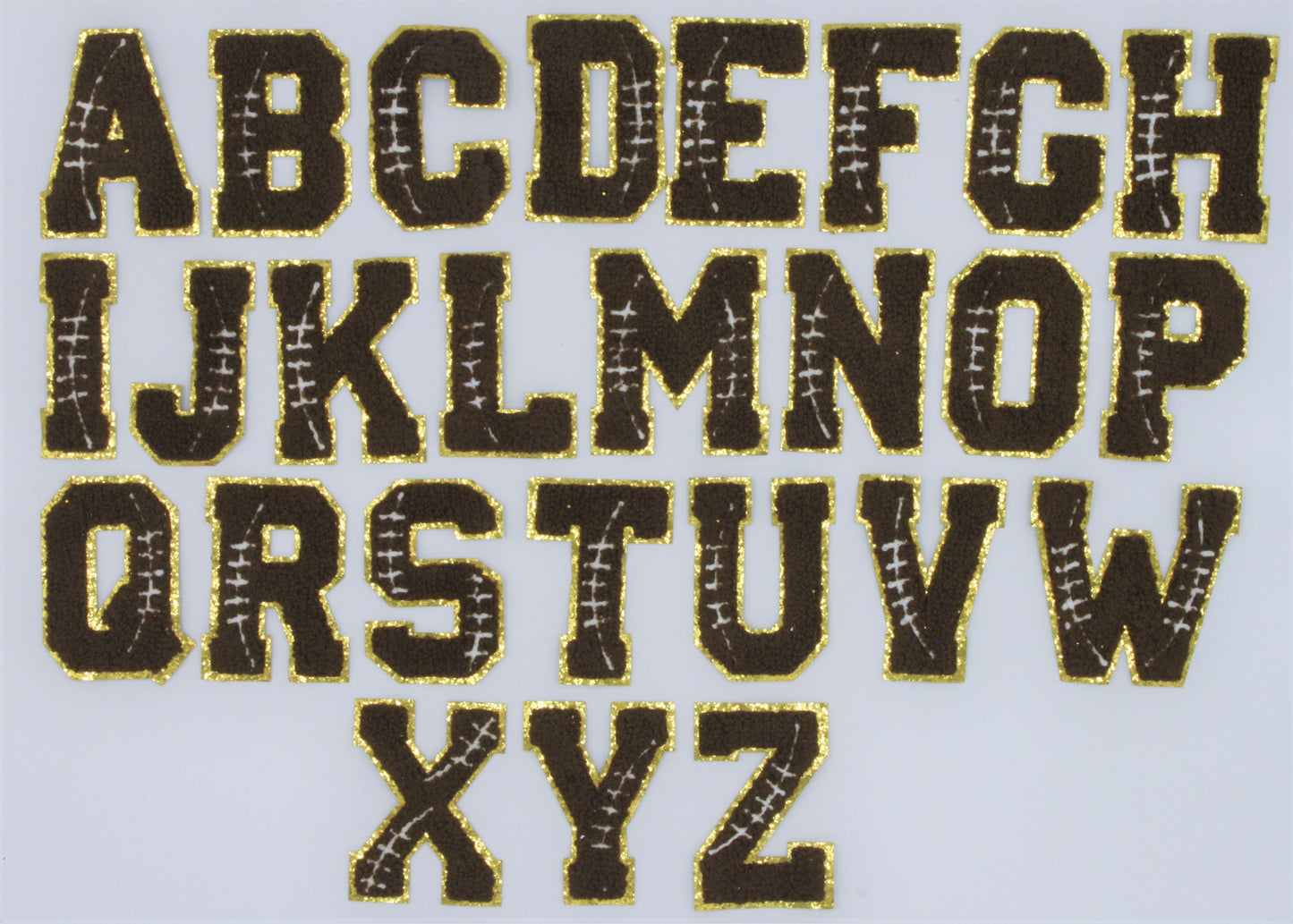 3 Inch Chenille Letters with Gold Glitter Border Basketball Soccer American Football Sport: Pick Your Letter