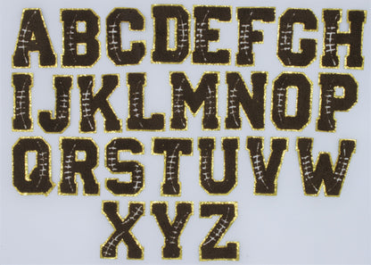3 Inch Chenille Letters with Gold Glitter Border Basketball Soccer American Football Sport: Pick Your Letter