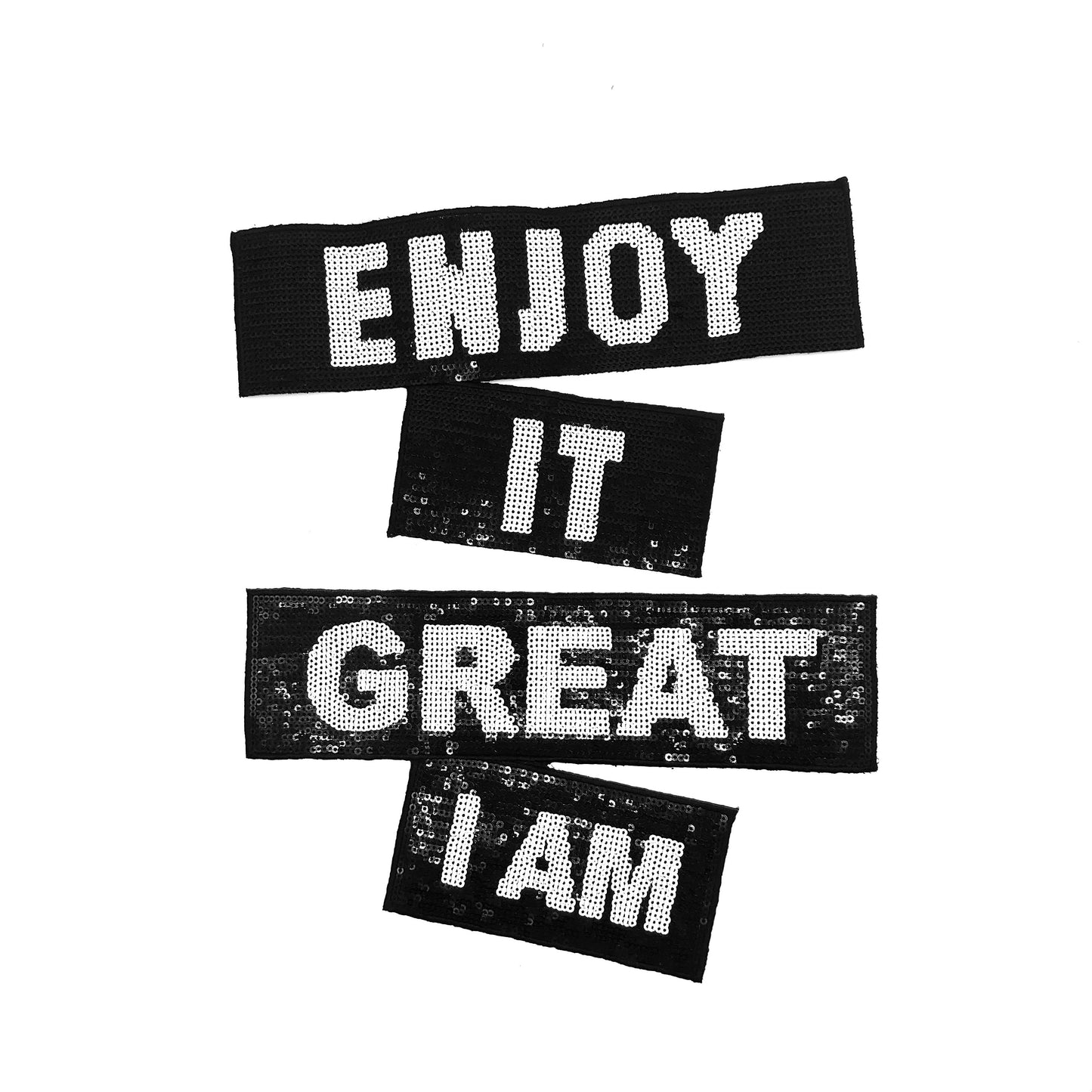 Sequin Patches: Enjoy it and Great I Am  - Ships from USA