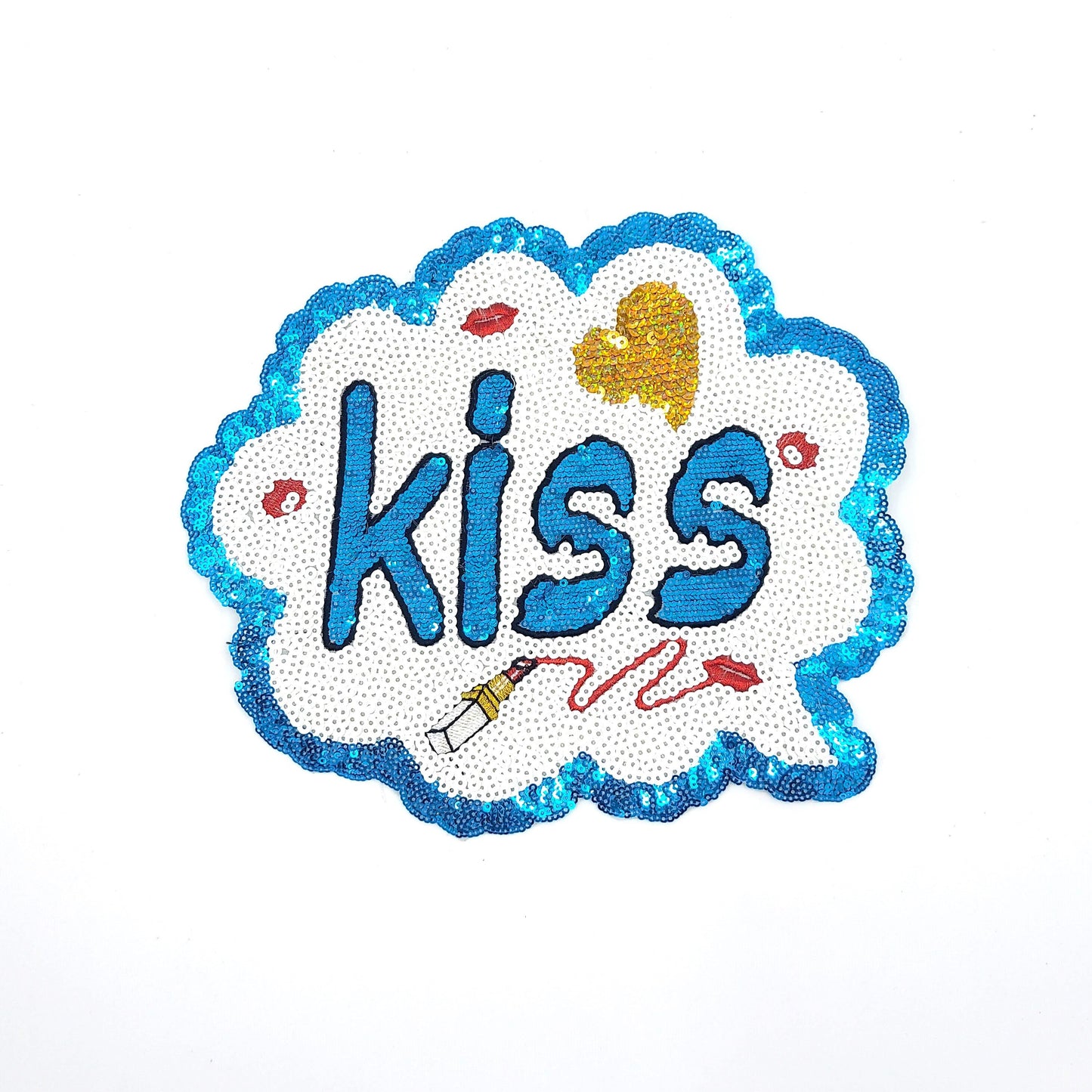Sequin Patch: Blue, Pink, Yellow Kiss Cloud