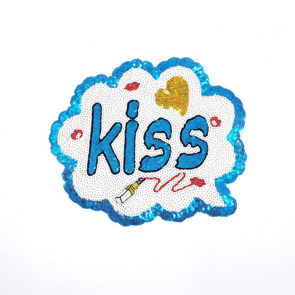 Sequin Patch: Blue, Pink, Yellow Kiss Cloud