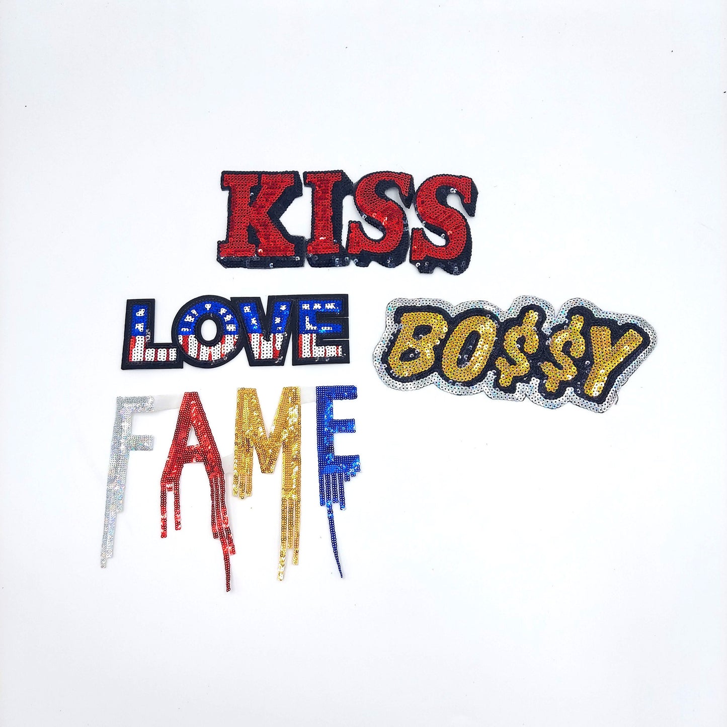 Sequin Kiss American Love Bossy Fame Patches - Ships from USA
