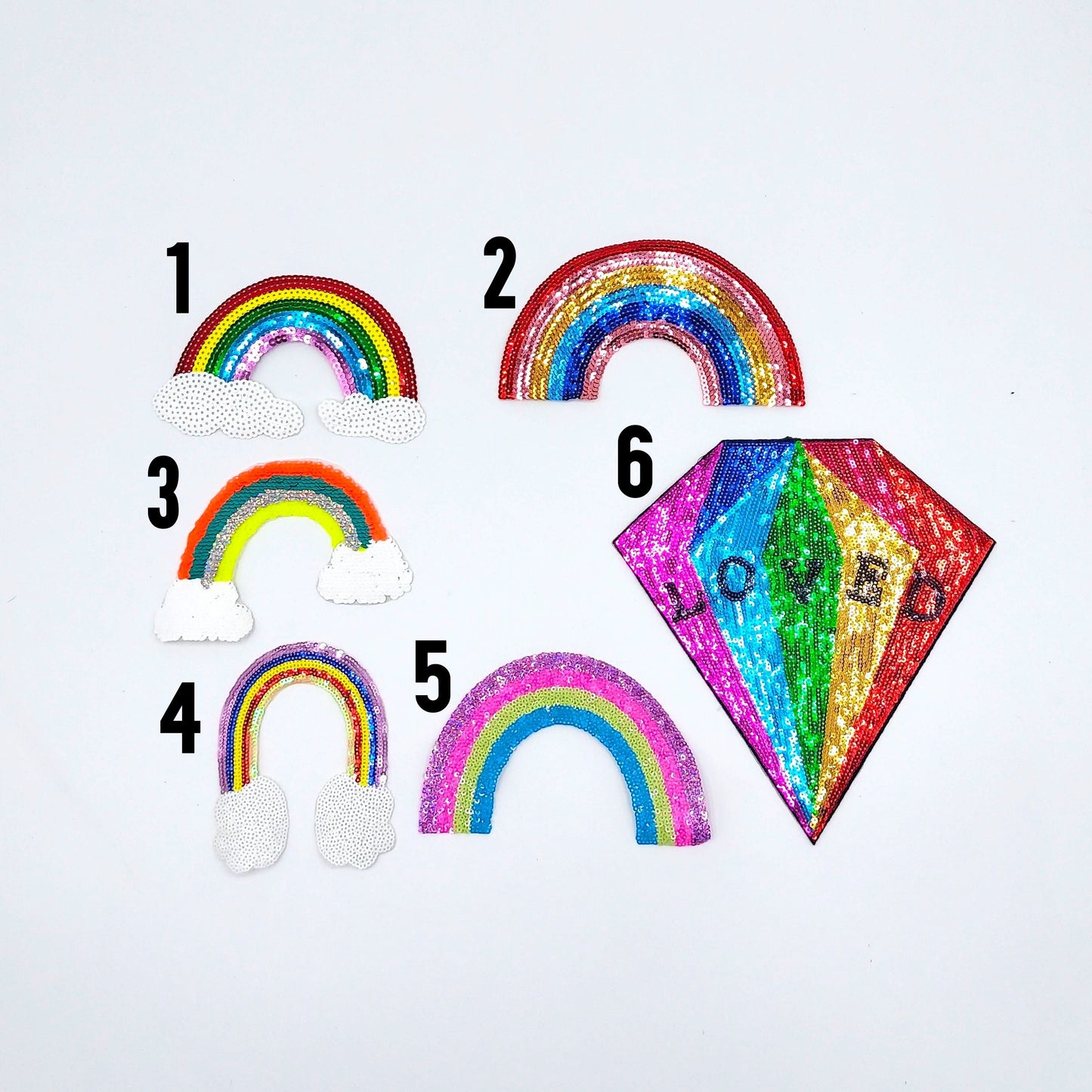 Sequin Rainbow Diamond Loved Different Types of Rainbows with Clouds Flower - Ships from USA