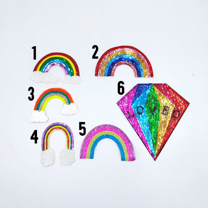 Sequin Rainbow Diamond Loved Different Types of Rainbows with Clouds Flower - Ships from USA