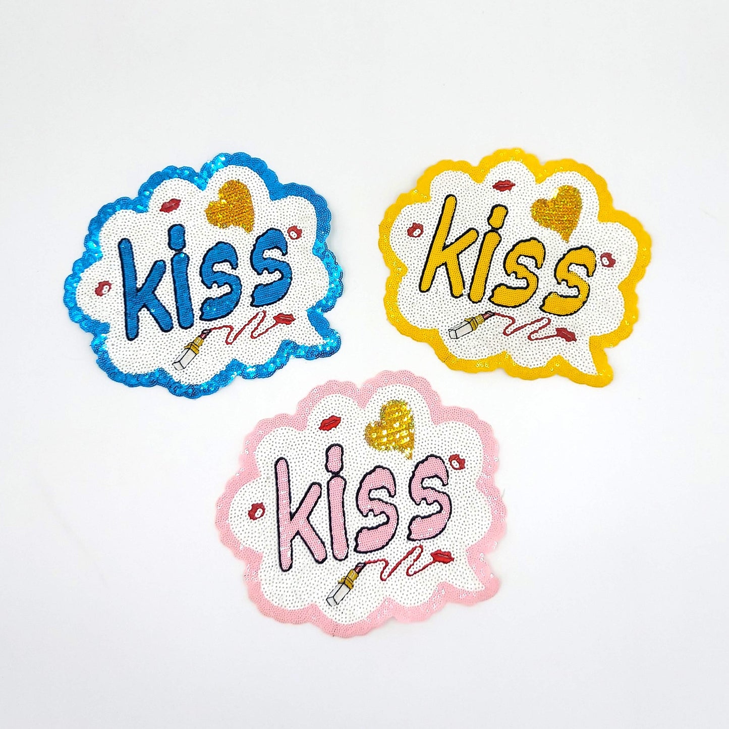 Sequin Patch: Blue, Pink, Yellow Kiss Cloud