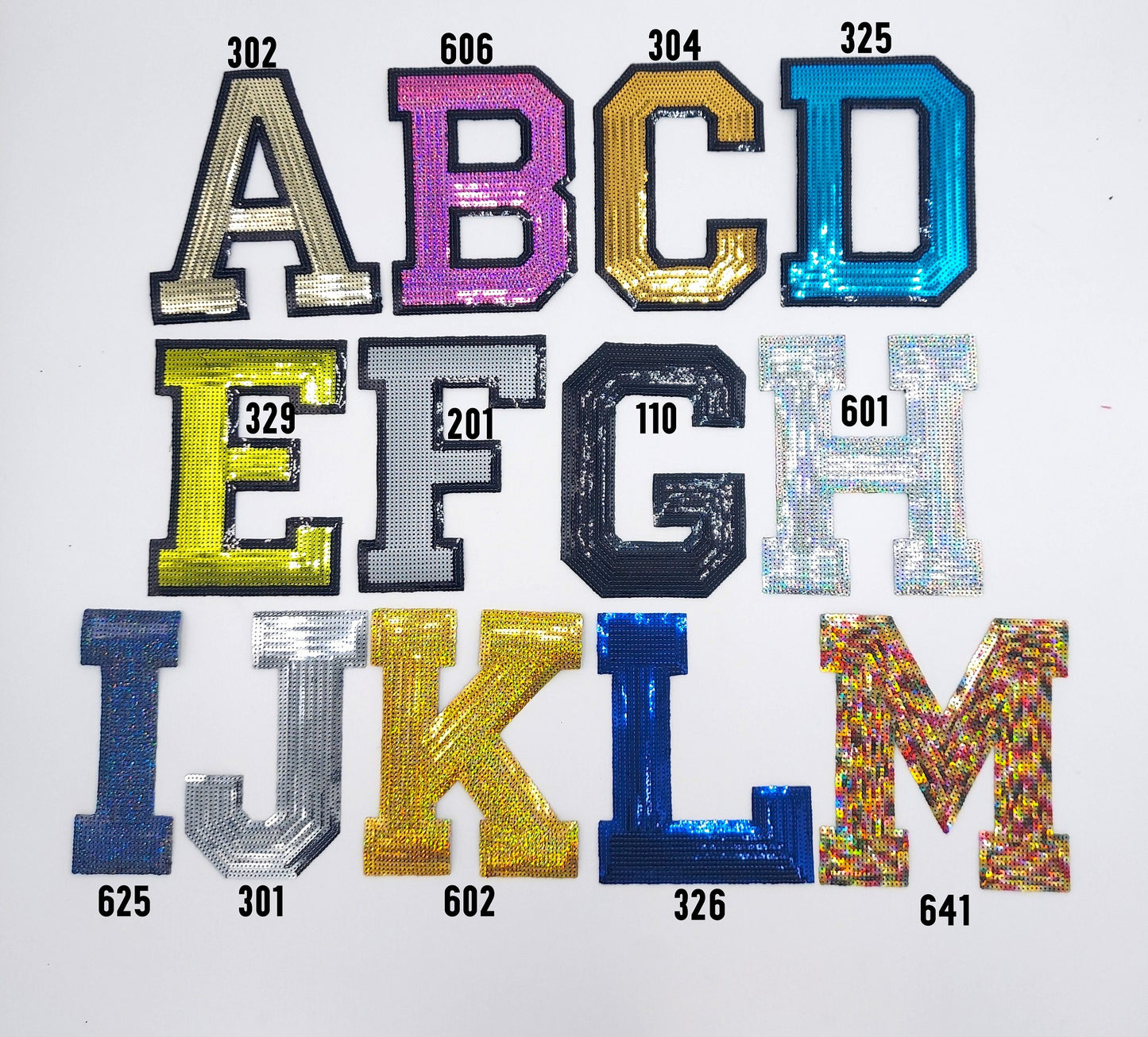 Choose Your Letter and Color: 8in Sequin Iron-On Letters