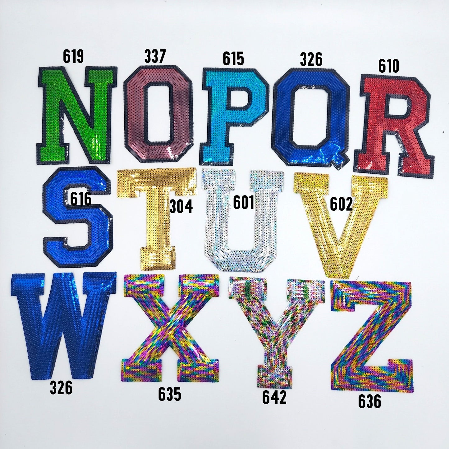 Choose Your Letter and Color: 8in Sequin Iron-On Letters