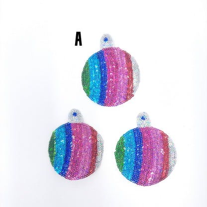 Sequin and Embroidery Christmas Ornaments Patches - Ships from USA