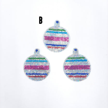 Sequin and Embroidery Christmas Ornaments Patches - Ships from USA