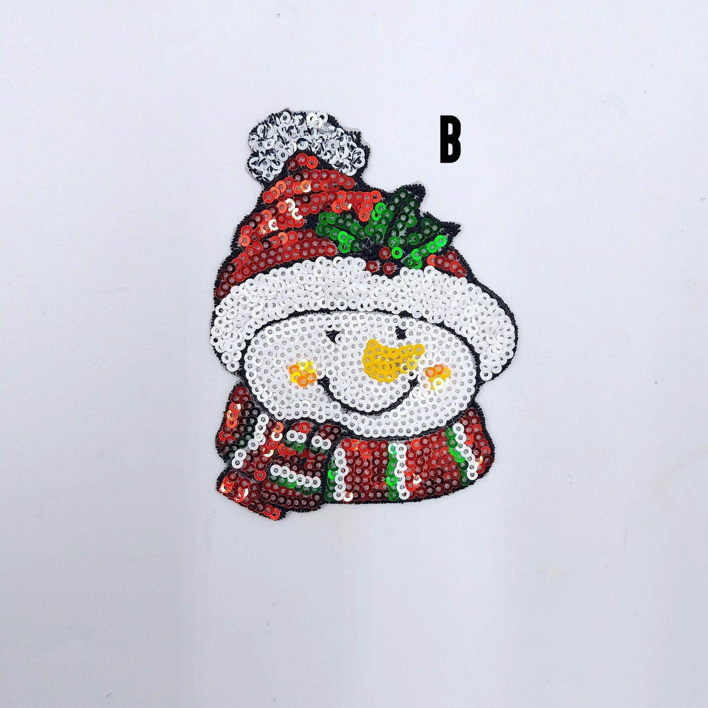 Set of 2: Sequin and Embroidery Snowman Candy Canes Christmas Trees Patches - Ships from USA