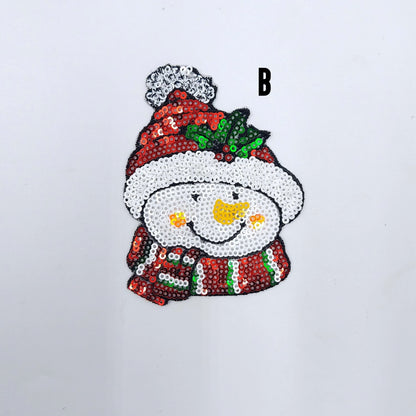 Set of 2: Sequin and Embroidery Snowman Candy Canes Christmas Trees Patches - Ships from USA
