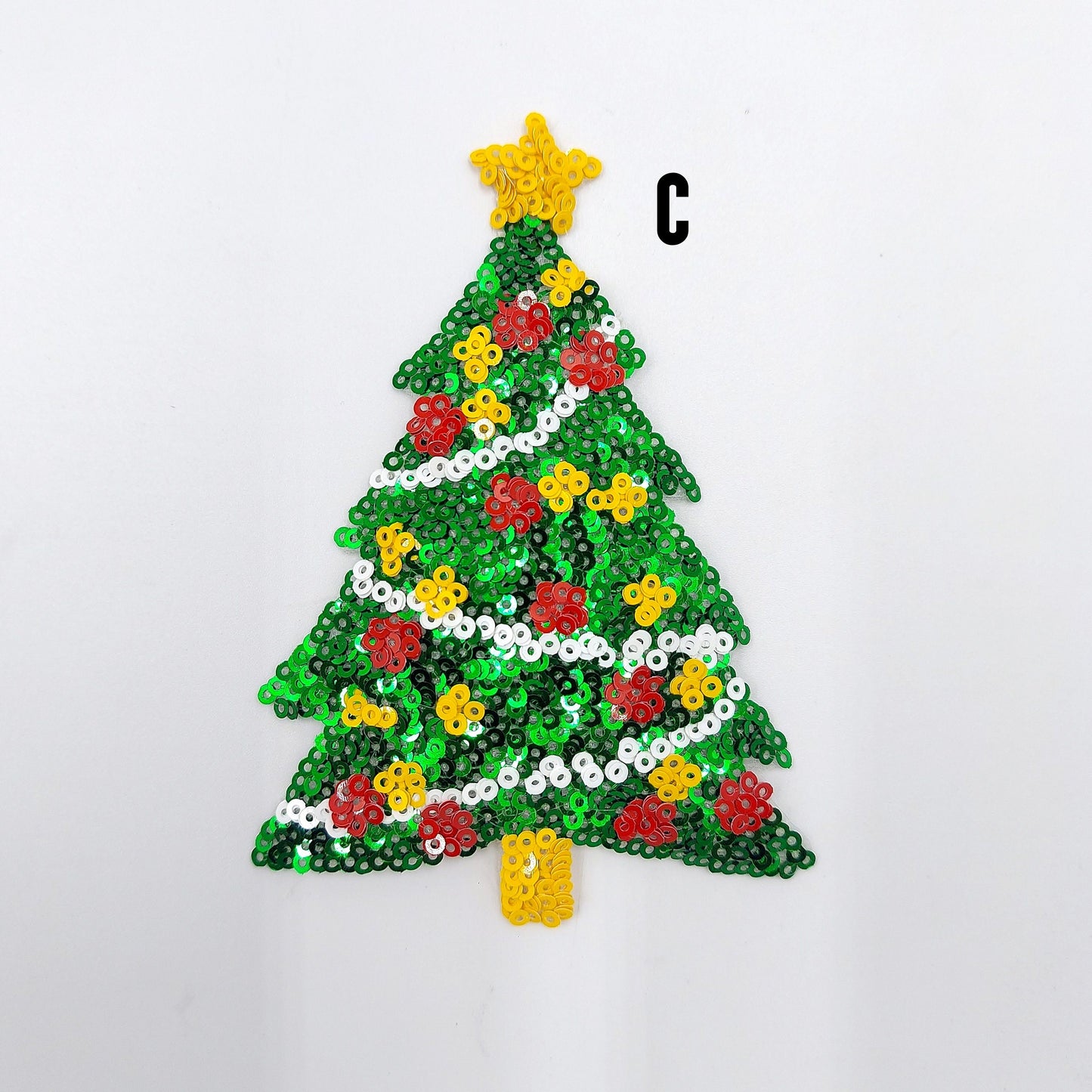 Set of 2: Sequin and Embroidery Snowman Candy Canes Christmas Trees Patches - Ships from USA