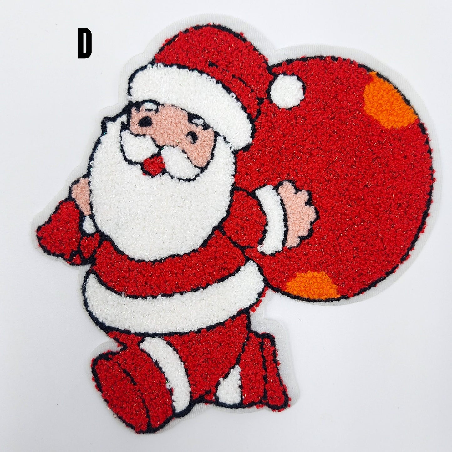 Chenille and Rhinestone Christmas Patches Santa Claus and Reindeer - Ships from USA