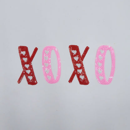 Sequin Pink or Red XOXO Heart Patches - Ships from USA