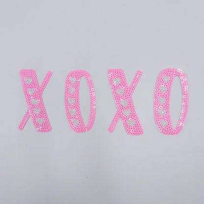 Sequin Pink or Red XOXO Heart Patches - Ships from USA