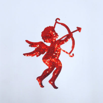Sequin Pink or Red Cupid with a Bow and Arrow Patches - Ships from USA