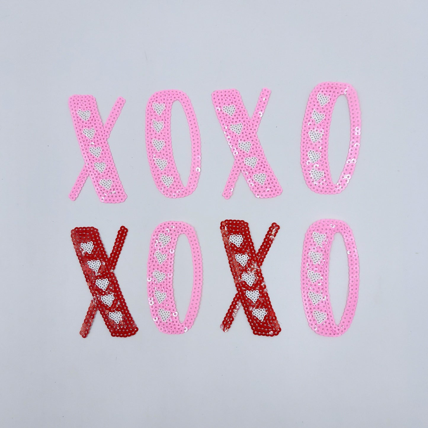 Sequin Pink or Red XOXO Heart Patches - Ships from USA