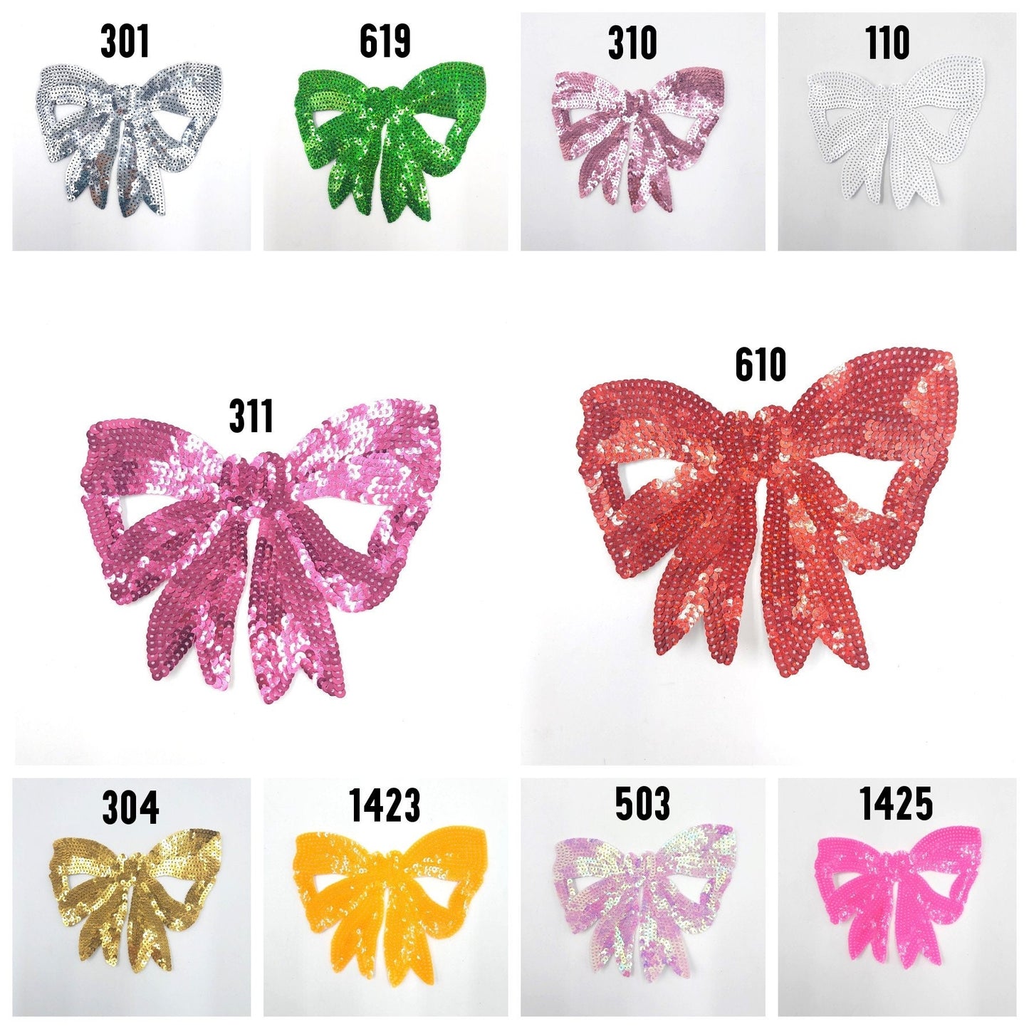 Sequin Small Bow Patches - Ships from USA