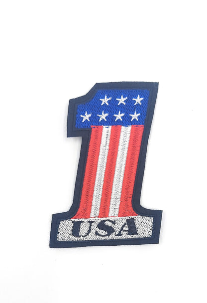 Sequin Chenille and Embroidered USA American Flag Number 1 Patches - Ships from USA