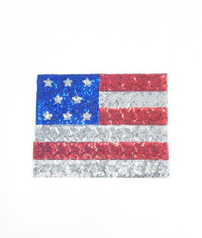 Sequin Chenille and Embroidered USA American Flag Number 1 Patches - Ships from USA