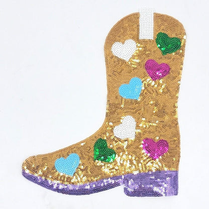 Sequin Cowboy Boot Patches - Ships from USA