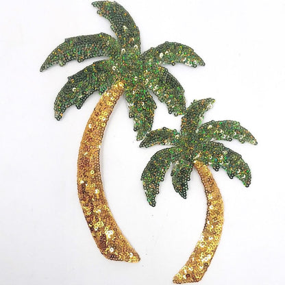Sequin Blue or Green Palm Tree Patches - Ships from USA