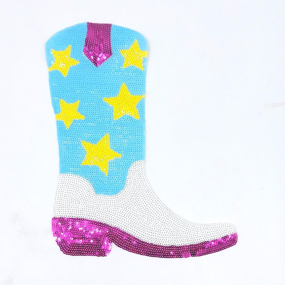 Sequin Cowboy Boot Patches - Ships from USA