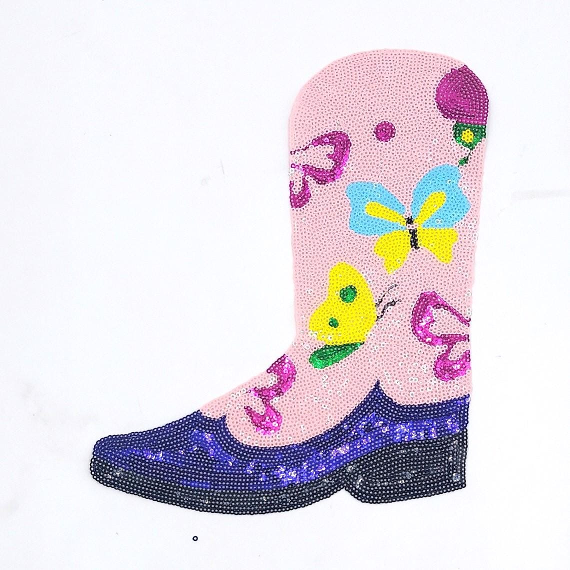 Sequin Cowboy Boot Patches - Ships from USA