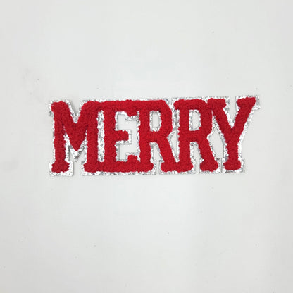 Sequin and Chenille Merry Christmas Santa Patches - Ships from USA
