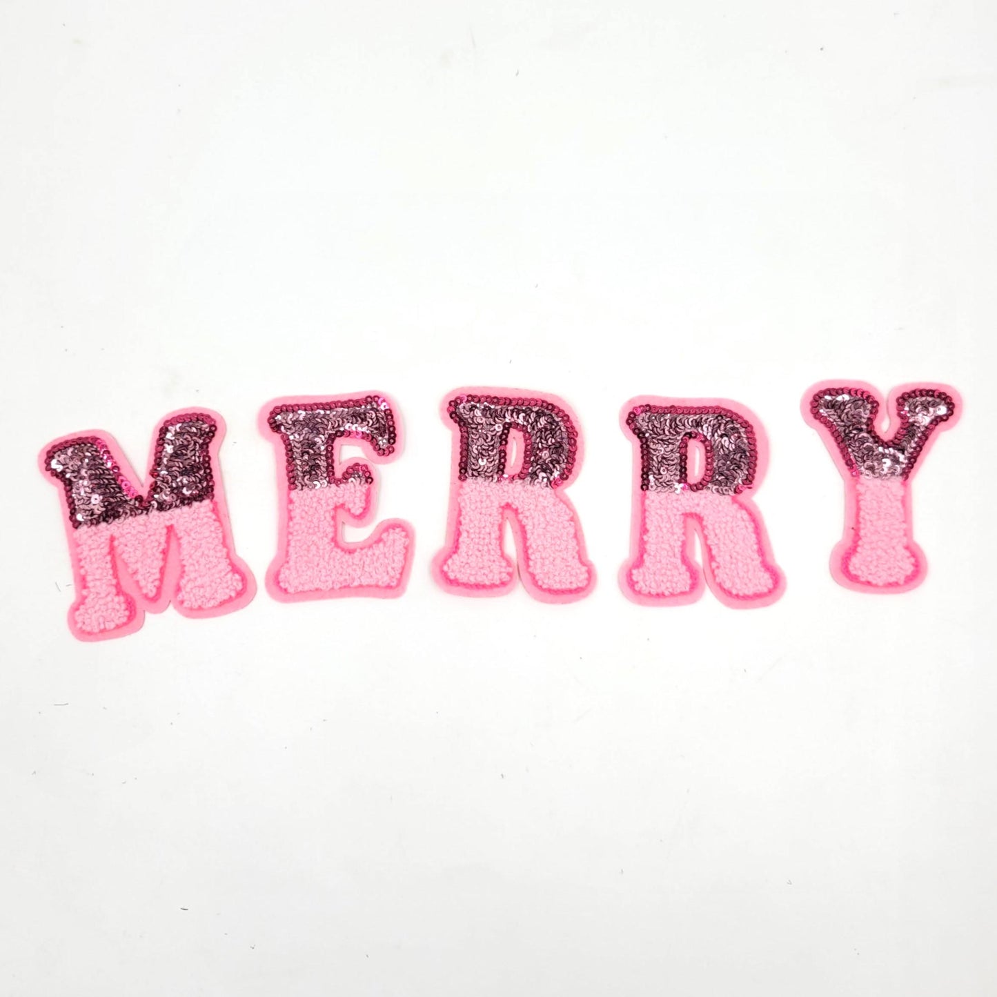 Sequin and Chenille Merry Christmas Santa Patches - Ships from USA