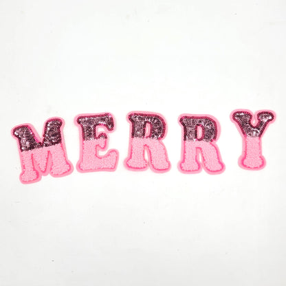 Sequin and Chenille Merry Christmas Santa Patches - Ships from USA