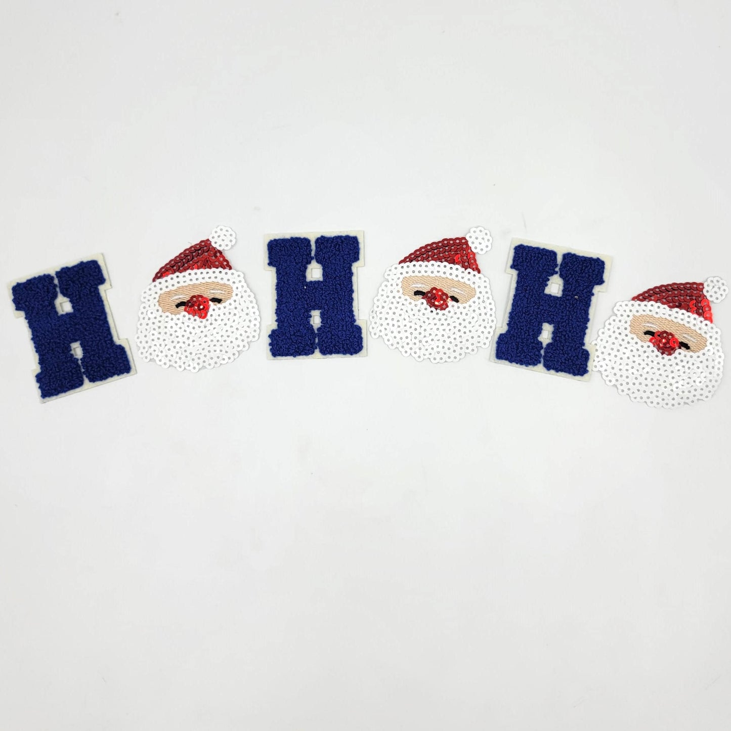 Sequin and Chenille Santa Claus HOHOHO Patches - Ships from USA