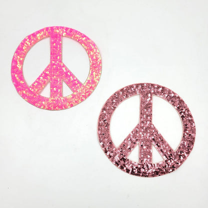 Multiple Colors Large Peace Sign Sequin Patches - Ships from USA