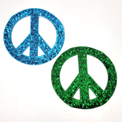Multiple Colors Large Peace Sign Sequin Patches - Ships from USA