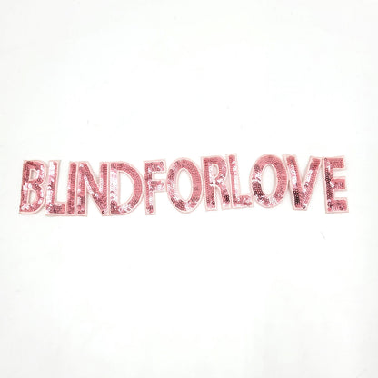 Sequin Blind for Love Word Patches in Pink, Silver, Blue, Gold - Ships from USA