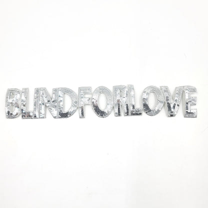 Sequin Blind for Love Word Patches in Pink, Silver, Blue, Gold - Ships from USA
