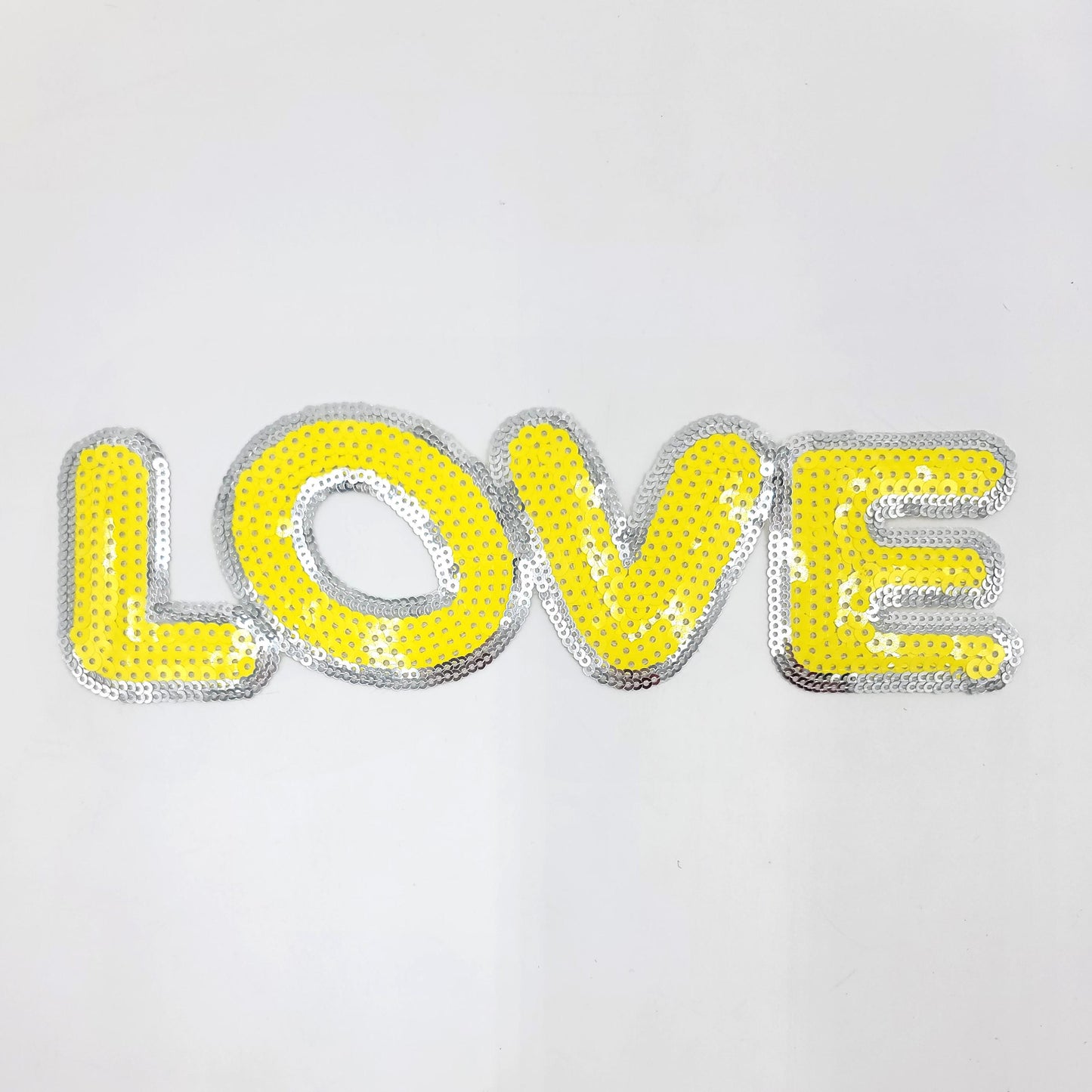 Sequin Cartoon Love Word Patches in Yellow and Red - Ships from USA