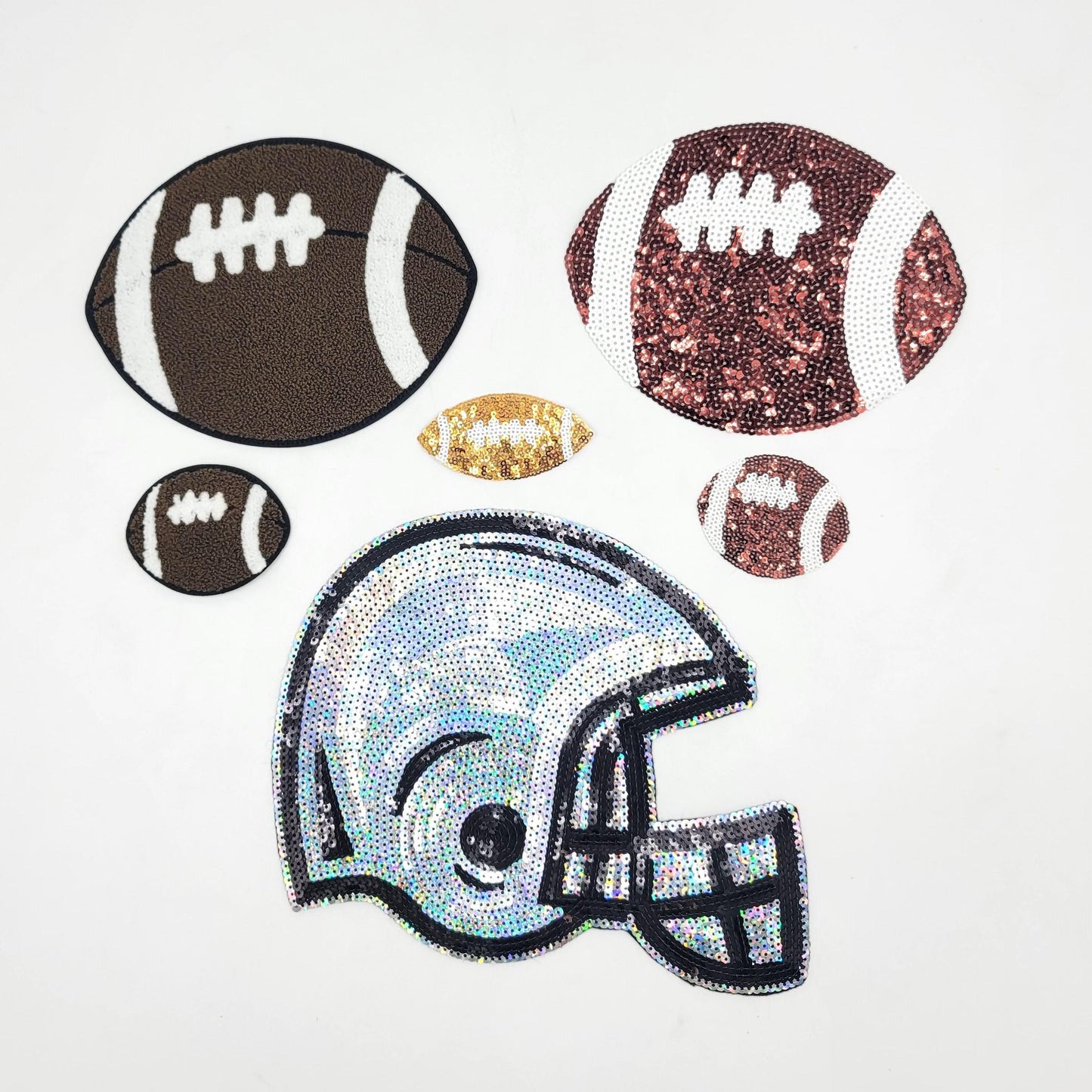 Sequin and Chenille Football and Helmet Patches - Ships from USA