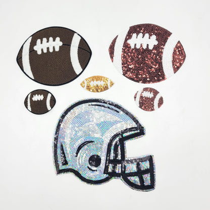 Sequin and Chenille Football and Helmet Patches - Ships from USA