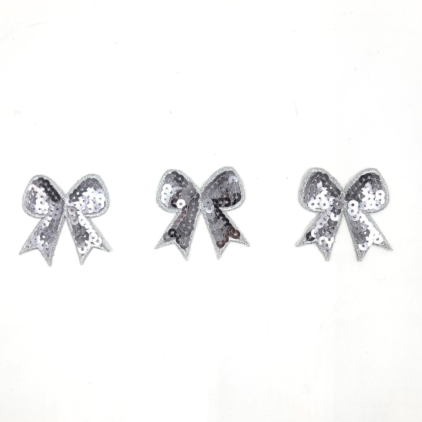 Sequin Silver Bow Black and Red Lips and Heart Kiss Patches - Ships from USA