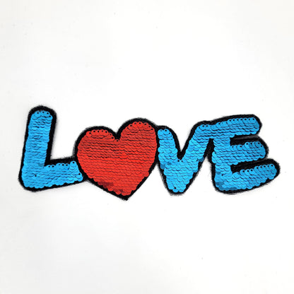 Sequin Love Loved Word Heart and Smiley Patches - Ships from USA