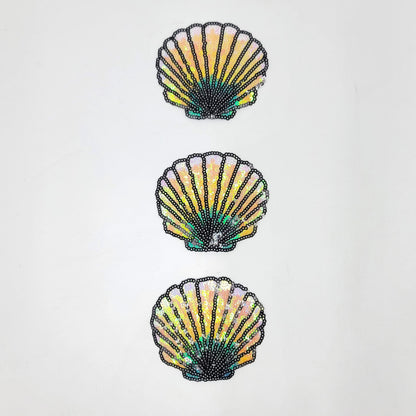 Sequin Conch Mermaid Spiral Sea Shells Patches - Ships from USA
