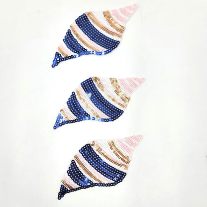 Sequin Conch Mermaid Spiral Sea Shells Patches - Ships from USA